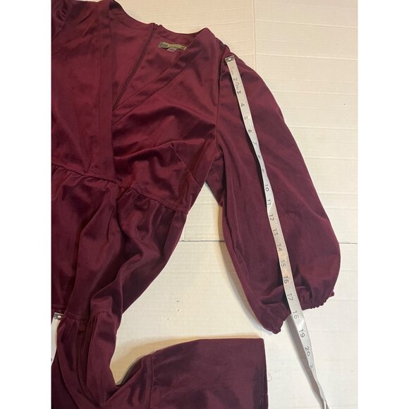 Melonie T Burgundy 14 Merlot 3/4 sleeve corduroy, baby doll, mini tiered dress - Picture 13 of 13